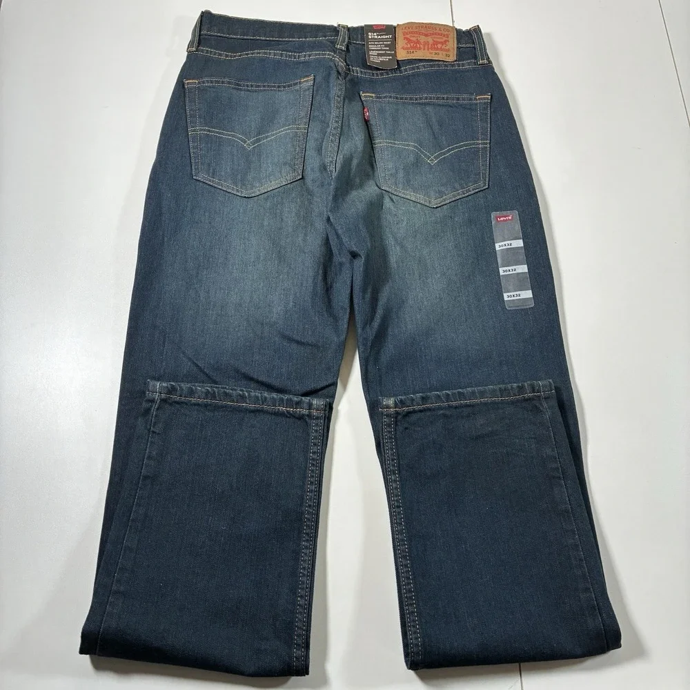 NEW Levi's 514 Jeans 30x32 Straight Blue Faded Whiskers Denim Cowboy USA NWT - Picture 5 of 7